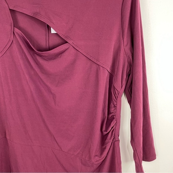 Lane Bryant Keyhole‎ Long Sleeve One Piece Bodysuit Burgundy Size 14/16 (NWT) - Picture 2 of 6